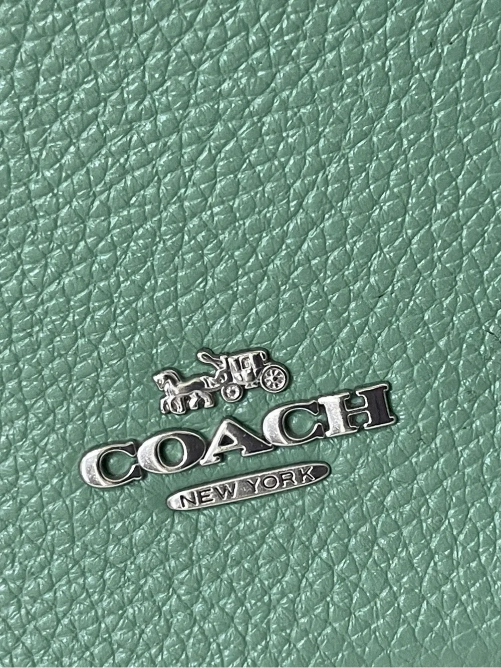 Coach Mint Green Pebbled Leather Wristlet Clutch